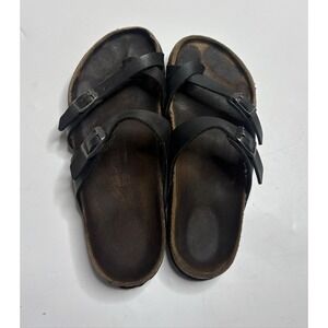 Birkenstock Mayari Sandals Leather Toe Loop Double Buckle Strap Womens 38 US 7